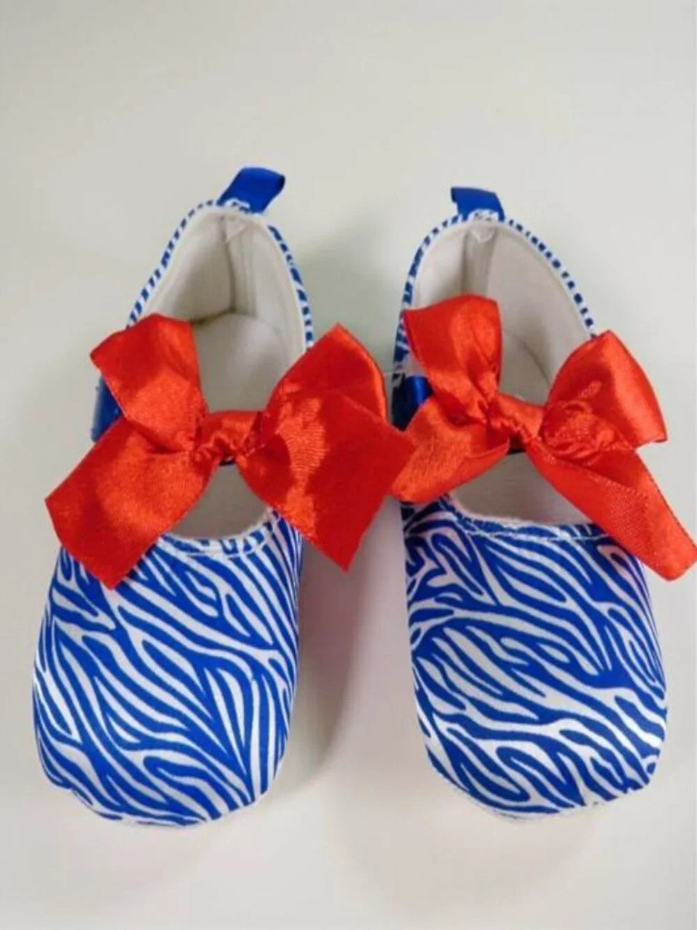 Baby Red White Blue Striped Baby Shoes with Red Bow Patriotic NEW
